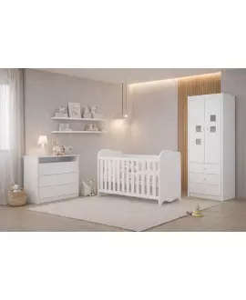Quarto completo com Berço que vira cama Ninho- MobiBaby