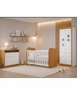 Quarto completo com Berço que vira cama Ninho- MobiBaby