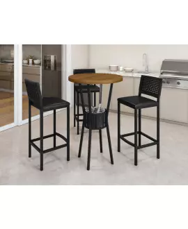 Bistrô Completo Ripado com Cooler com 3 Banquetas - Bar - Paonanda Decor