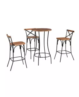 Bistrô com 3 banquetas de madeira - Lais