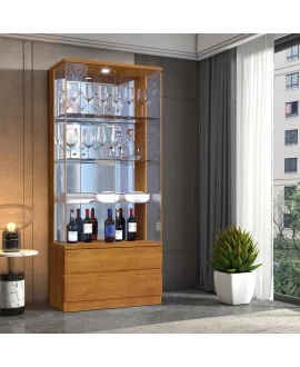 Cristaleira Moderna de Vidro com LED - Diamante - Mavau Móveis