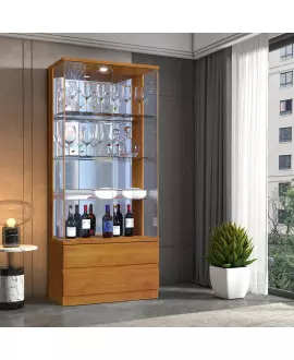 Cristaleira Moderna de Vidro com LED - Diamante - Mavau Móveis