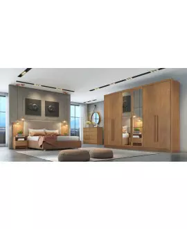 Guarda Roupa Casal Com Espelho 6 Portas 6 Gavetas - Robust - Móveis Novo Horizonte