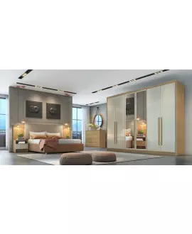 Guarda Roupa Casal Com Espelho 6 Portas 8 Gavetas - Robust Plus