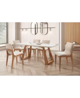 Sala de Jantar com Vidro 6 Cadeiras 1,80x0,90m - Dallas - Star Móveis