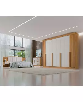 Guarda Roupa Casal 8 Portas 8 Gavetas - Daymont Ripado - Móveis D'Doro