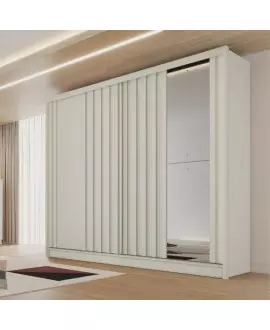 Guarda Roupa Solteiro Ripado com Espelho 2 Portas 4 Gavetas - Galati - Made Marcs