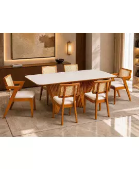 Sala de Jantar 6 cadeiras 1,60x90 - Villagio -Sala Nobre