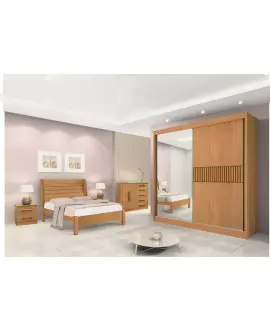 Guarda Roupa Casal com Espelho 2 Portas 6 Gavetas - Titanium Ripado - Móveis D'Doro