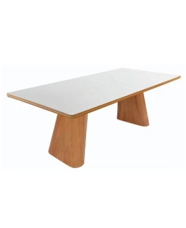 	 Mesa de Jantar Retangular com Vidro Sobreposto - Eloá - Gold Salas
