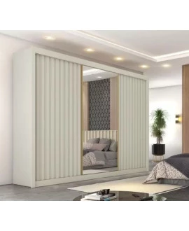 Guarda Roupa Casal Ripado com Espelho - Athenas - Móveis Europa