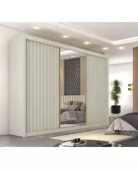 Guarda Roupa Casal Ripado com Espelho - Athenas - Móveis Europa