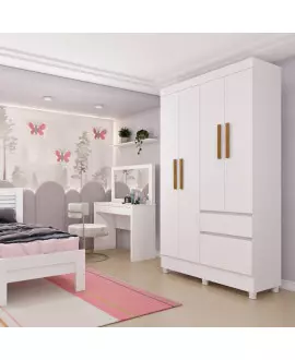 Guarda Roupa Solteiro com Pés 4 Portas 2 Gavetas - Oregon - Tcil Móveis