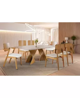 Sala de Jantar Madeira Maciça 6 Cadeiras 1,80x0,90m - Lótus - Harmonia