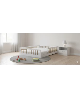 Cama Baixa Moderna Casal Lume - MobiBaby