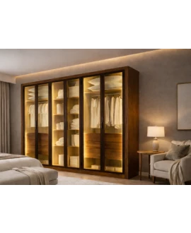 Guarda Roupa 6 Portas 8 Gavetas  VITRINE GLASS - Novo Horizonte 