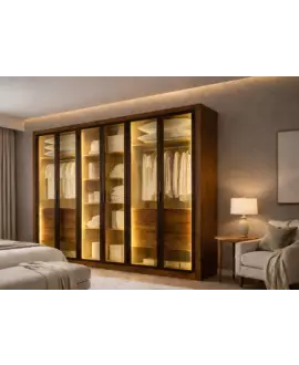 Guarda Roupa 6 Portas 8 Gavetas  VITRINE GLASS - Novo Horizonte 