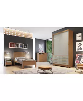 Guarda Roupa Solteiro 2 Portas 6 Gavetas - Buriti - Móveis Novo Horizonte