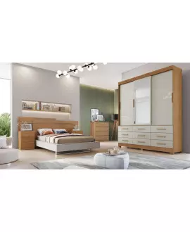 Guarda Roupa Solteiro com Espelho 3 Portas 9 Gavetas - Buriti - Móveis Novo Horizonte