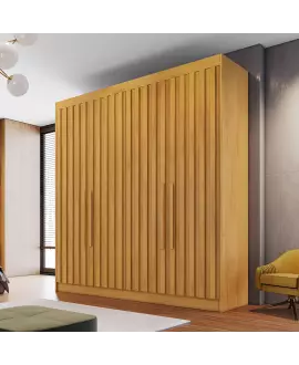 Guarda Roupa Solteiro Ripado 4 Portas 3 Gavetas - Potente - Móveis Europa