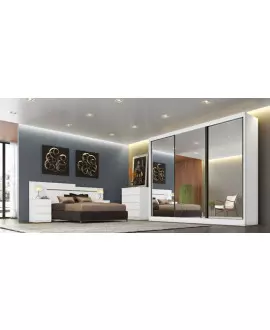 Guarda Roupa Casal com Espelho 3 Portas de Correr 6 Gavetas - Diamond-Branco ENVIO IMEDIATO