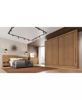 Guarda Roupa Casal 100% MDF 2 Portas 6 Gavetas - Geom - Móveis Novo Horizonte-Cumaru/Ripado