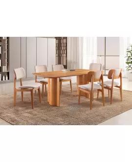Sala de Jantar Moderna 6 Cadeiras 1,80x1,0m - Skye - Requinte Salas