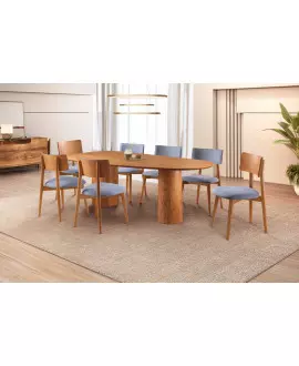 Sala de Jantar Moderna 8 Cadeiras 2,20x1,10m - Sage - Requinte Salas