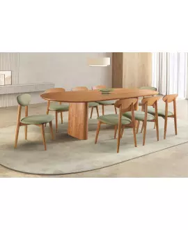 Sala de Jantar Tampo Oval Laminada 8 Cadeiras 2,20x1,10m - Hórus - Requinte Salas
