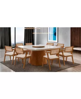 Sala de jantar quadrada 8 cadeiras maciça- Berlin - Imperial