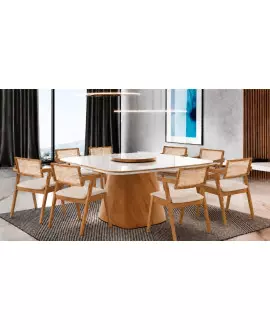 Sala de jantar quadrada 8 cadeiras maciça- Berlin - Imperial