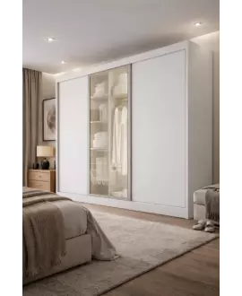 Guarda Roupa 3 Portas 4 Gavetas Lumem GLASS - Novo Horizonte 