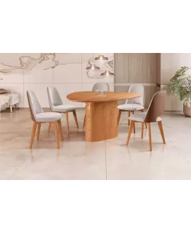 Sala de Jantar Orgânica 5 Cadeiras 1,35x1,35m - Madri - Requinte Salas
