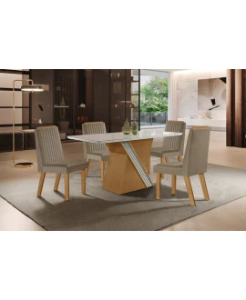 Sala de Jantar Completa com 4 Cadeiras 1,35x0,90m - Bella - LJ Móveis