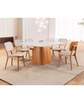 Sala de Jantar Moderna 6 Cadeiras - Minerva - Requinte Salas