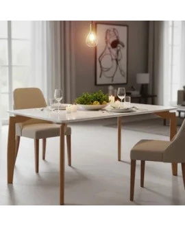 Mesa de Jantar  Tampo  Retangular com Vidro - Doha - Gold Salas