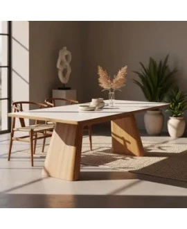 	 Mesa de Jantar Retangular com Vidro Sobreposto - Eloá - Gold Salas