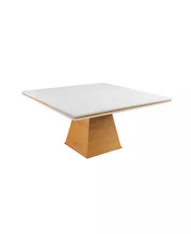 Mesa de Jantar Quadrada com Vidro - Genebra - Requinte Salas