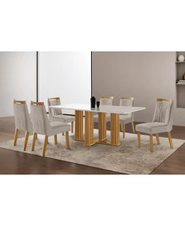 Sala de Jantar Completa com 4 Cadeiras 1,60x0,80m - Florença - LJ Móveis