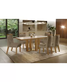 Sala de Jantar Completa com 6 Cadeiras 1,60x0,80m - Lottus Atena - LJ Móveis