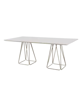 Mesa de Jantar com Vidro Base em Aço - Milão - CM Decor