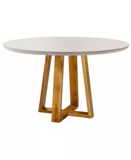 Mesa de Jantar Redonda com Vidro 1,20m - Natalle - Móveis Mundial