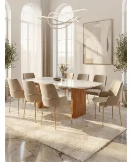 Sala de Jantar Moderna 8 Cadeiras 2,20x1,10m - Cannes - Requinte Salas