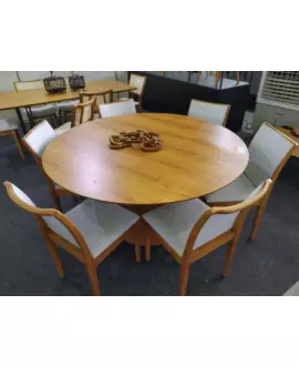 Sala de Jantar Laminada Redonda 6 Cadeiras 1,35m - Phoenix - Requinte Salas