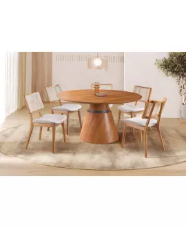 Sala de Jantar Laminada Redonda 5 Cadeiras 1,35m - Zara - Requinte Salas