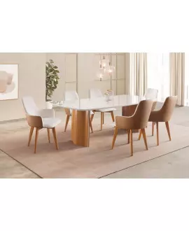 Sala de Jantar com Vidro 6 Cadeiras 1,80x1,0m - River - Requinte Salas