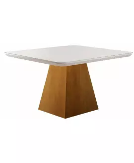 Mesa de Jantar Quadrada com Vidro 1,35x1,35m - Rubi - Móveis Mundial