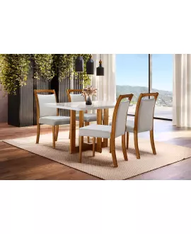 Sala de Jantar Madeira Maciça com 4 Cadeiras 1,20x0,80m - Talia