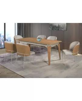 Sala de Jantar Madeira Maciça 6 Cadeiras 1,60x0,90m - Vitória - CM Decor