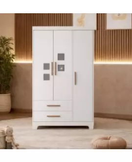 Guarda Roupa Infantil  4  Portas 2 Gavetas Magia - MobiBaby